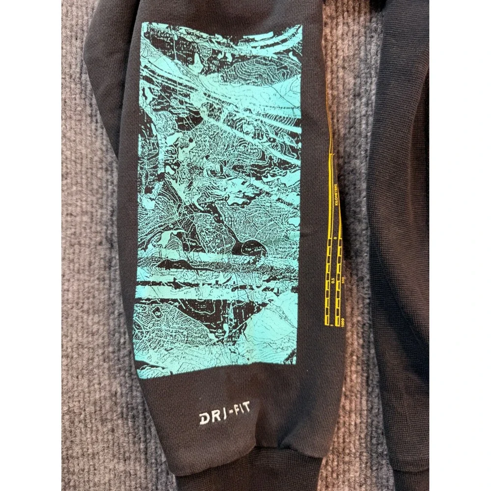 Nike Mens M Black Dri-FIT Organic High Graphic Hoodie Zipper Pouch Sweatshirt